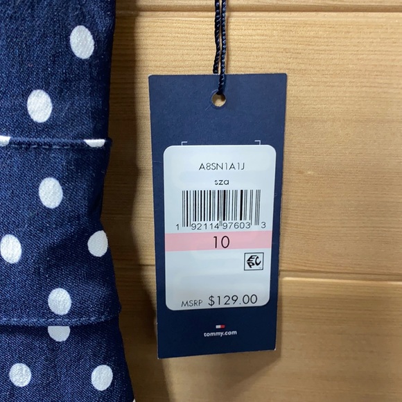NWT Tommy Hilfiger MIDI Bodycon Navy and White Polka Dot Dress - Picture 6 of 7